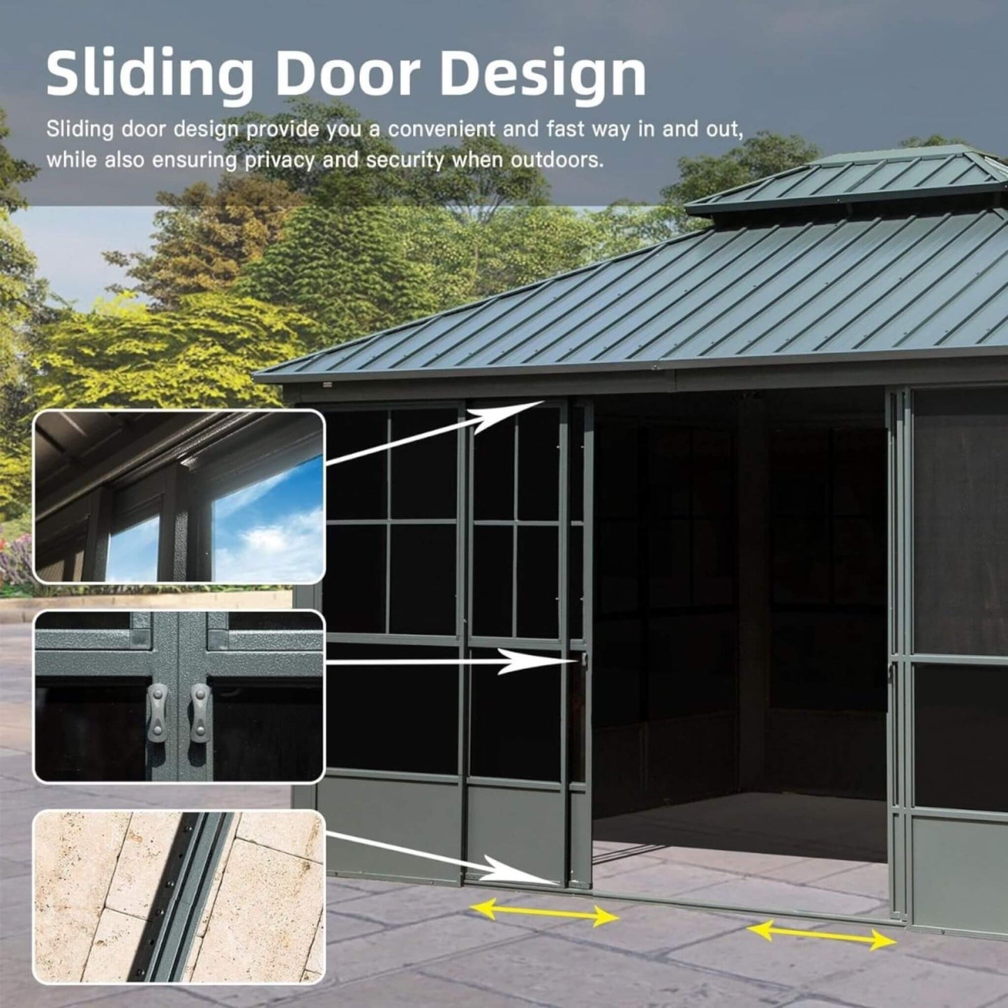 [12X14FT] Alora Veranda Large Heavy-Duty All-Season Steel Top Aluminum Double Roof Backyard Sunroom