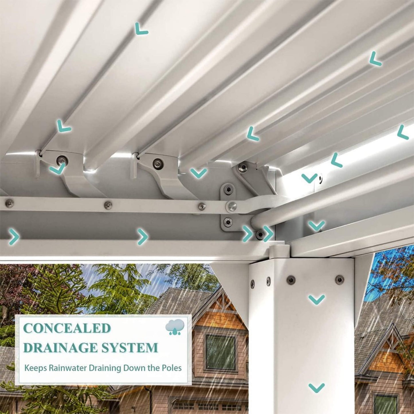 [12X20FT] Alora Outdoor Hardtop Louvered Pergola With Adjustable Aluminum Rainproof Roof