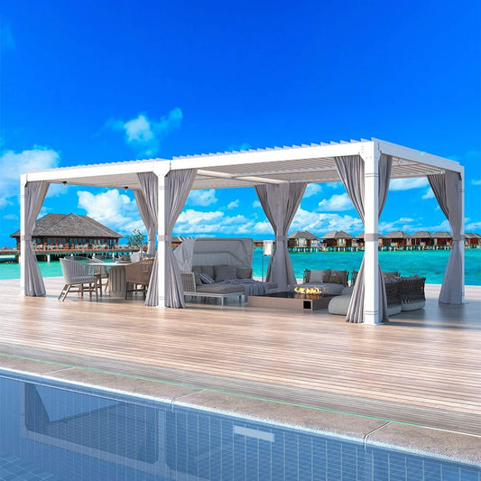 [12X20FT] Alora Outdoor Hardtop Louvered Pergola With Adjustable Aluminum Rainproof Roof