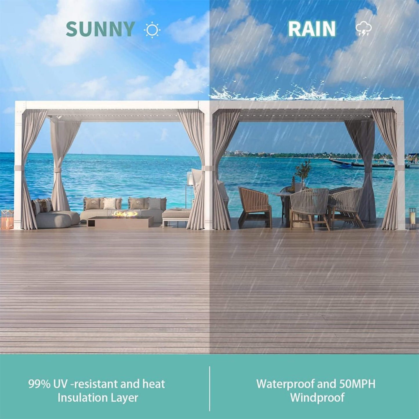 [12X20FT] Alora Outdoor Hardtop Louvered Pergola With Adjustable Aluminum Rainproof Roof