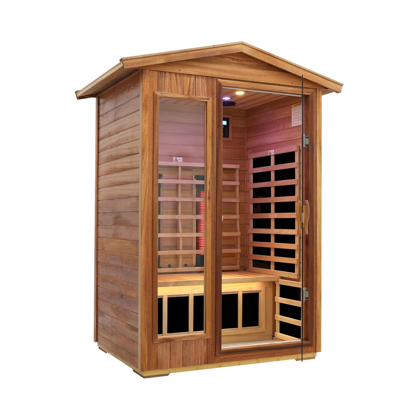 Thermora Alveron 2-Person Outdoor Mahogany Low EMF Far Infrared Sauna With Bluetooth Audio And LED Lights