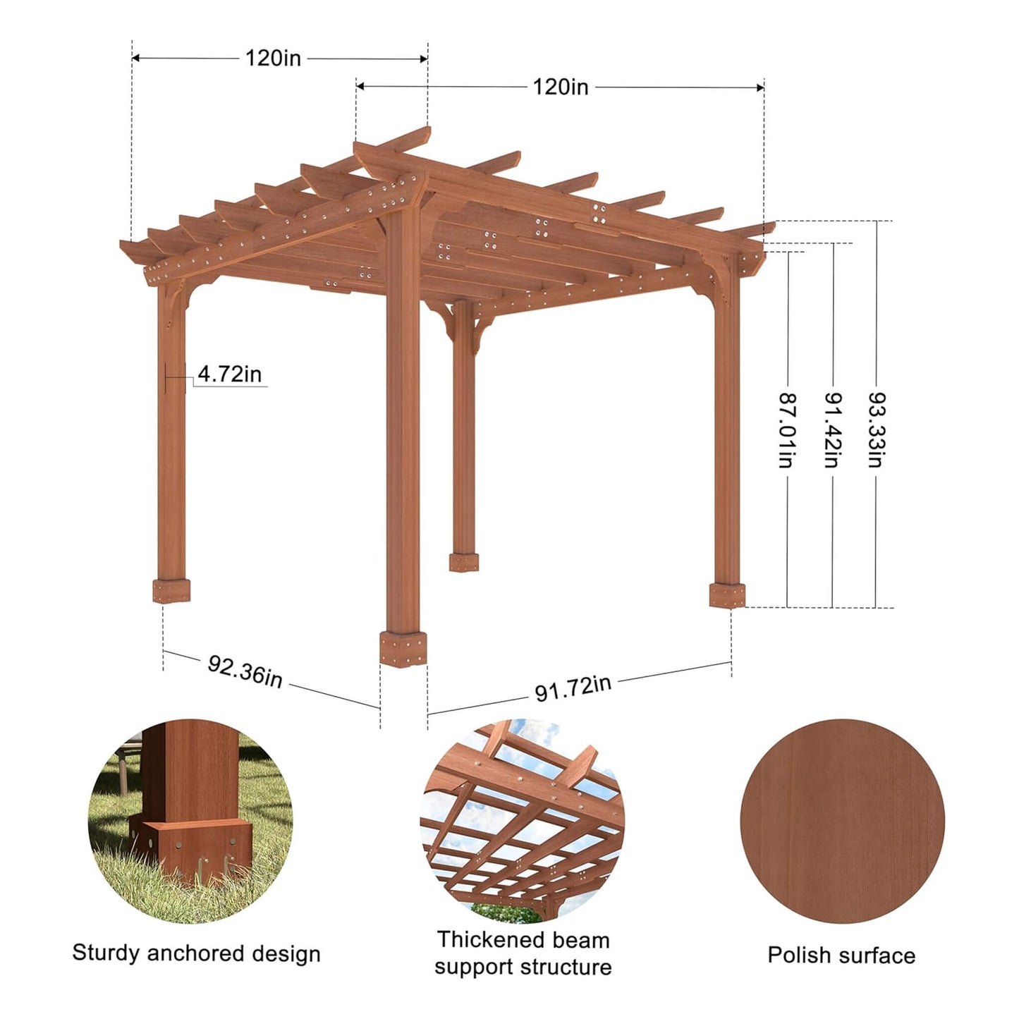 Alora Premium Outdoor Cedar Wood Pergola With Slatted Roof