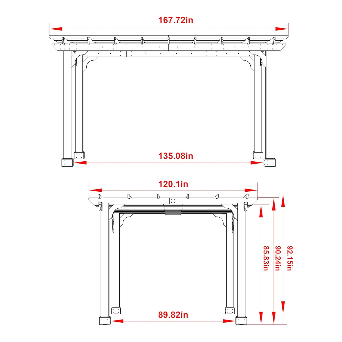Alora Premium Outdoor Cedar Wood Pergola With Slatted Roof