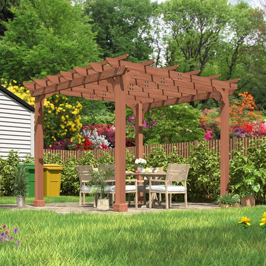 Alora Premium Outdoor Cedar Wood Pergola With Slatted Roof