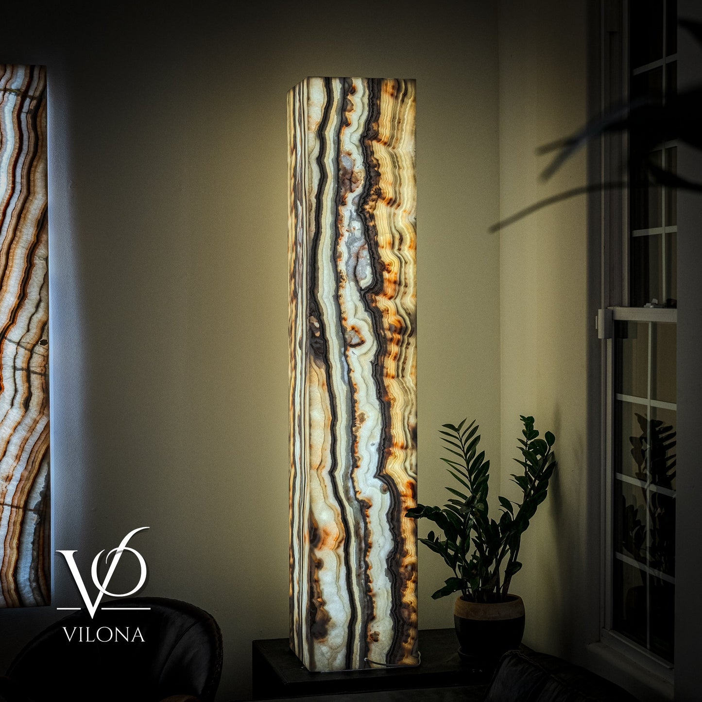 Sahara Onyx Floor Lamp - Large - 63"H x 12"W - Square - #1