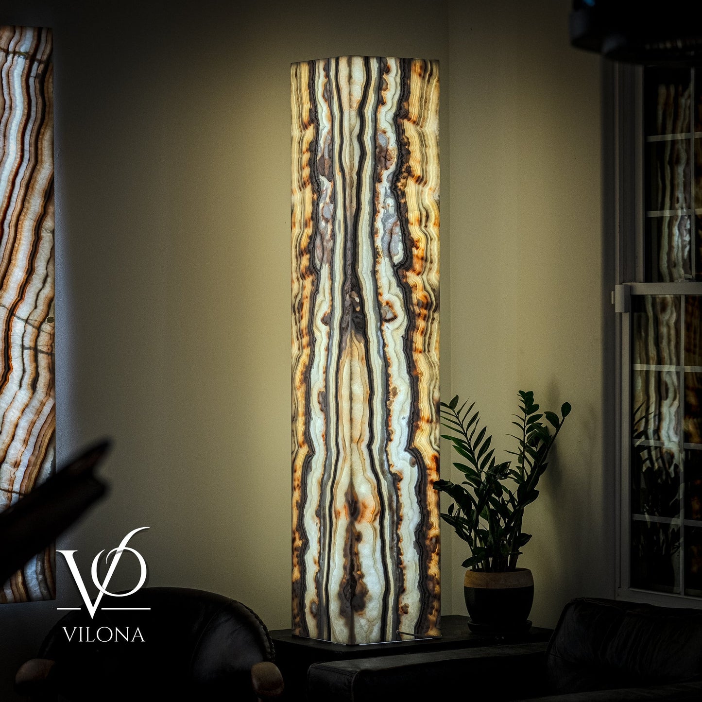 Sahara Onyx Floor Lamp - Large - 63"H x 12"W - Square - #1