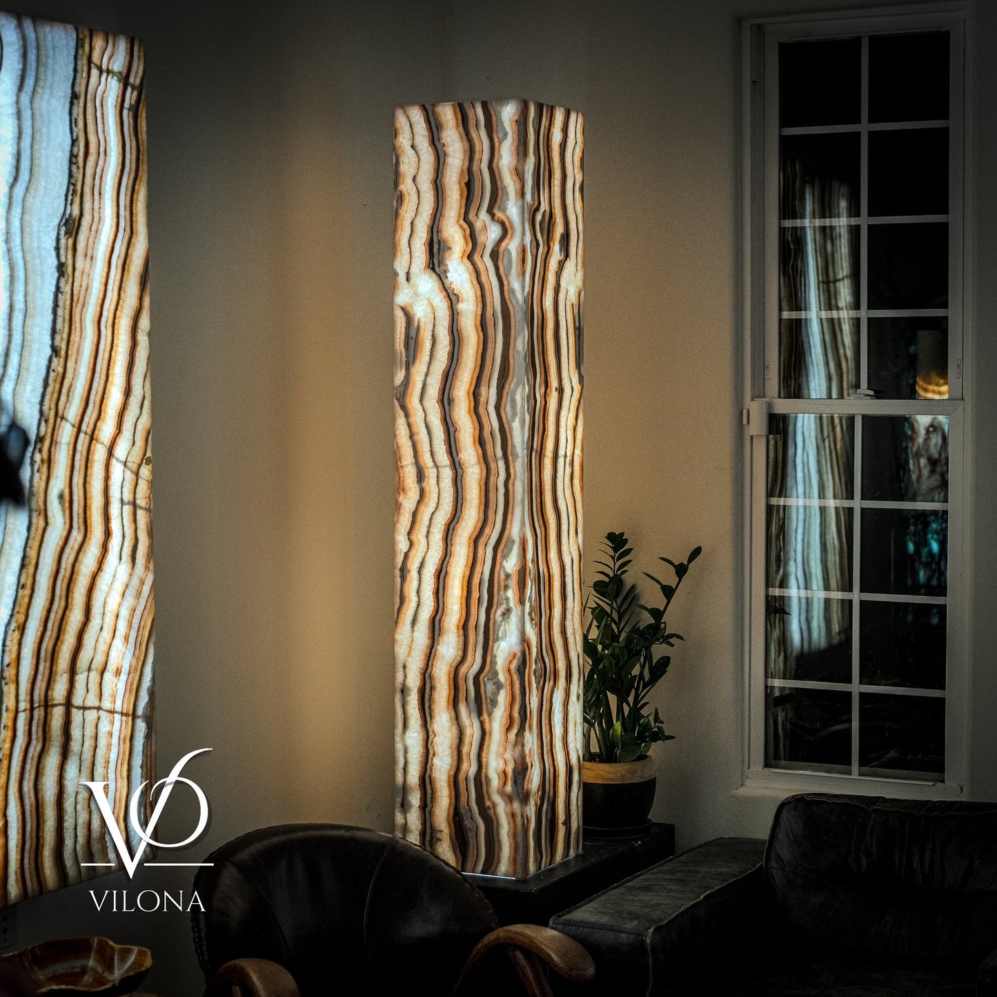 Sahara Onyx Floor Lamp - Large - 63"H x 12"W - Square - #2