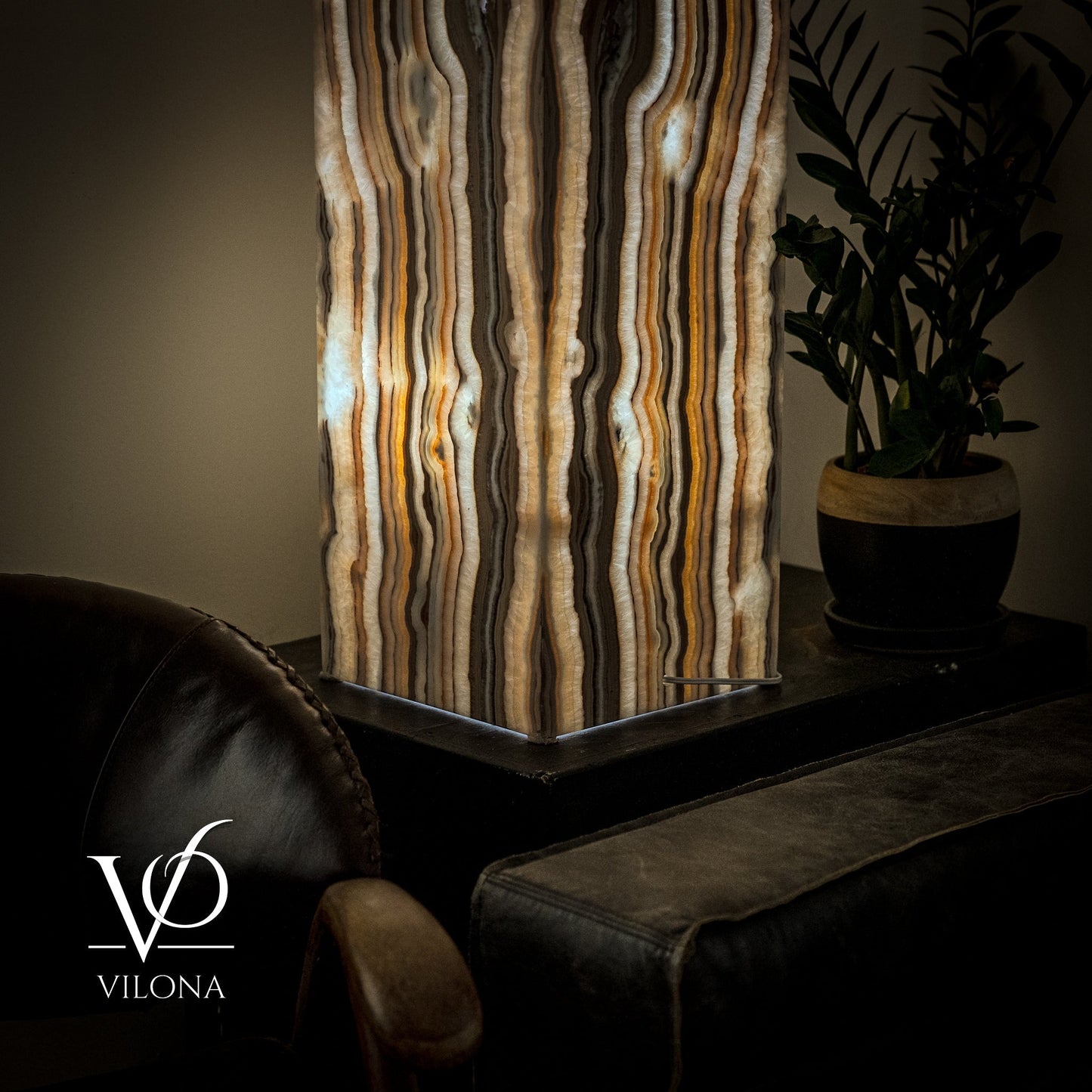 Sahara Onyx Floor Lamp - Large - 63"H x 12"W - Square - #2