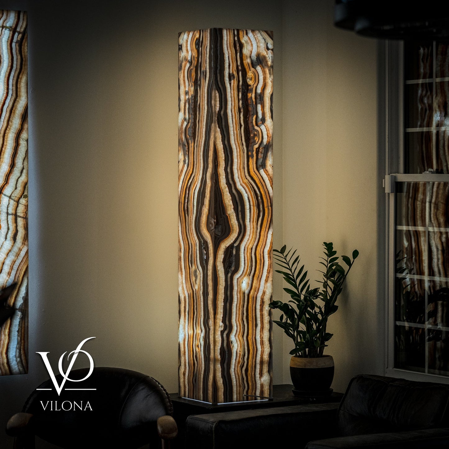 Sahara Onyx Floor Lamp - Large - 63"H x 12"W - Square - #2