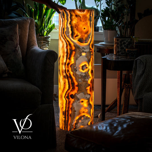 Sahara Onyx Floor Lamp - Small - 39.75"H x 12"W - Cylinder #1