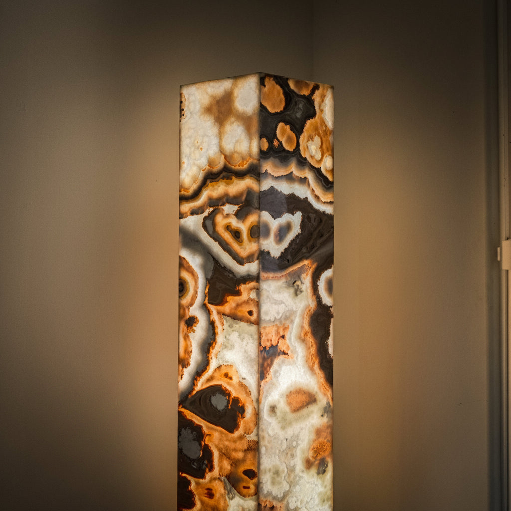 Sahara Onyx Floor Lamp - Exotic - Polished - Medium - 55"H x 12"W - Square - #3