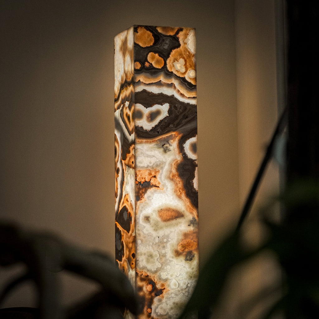 Sahara Onyx Floor Lamp - Exotic - Polished - Medium - 55"H x 12"W - Square - #3