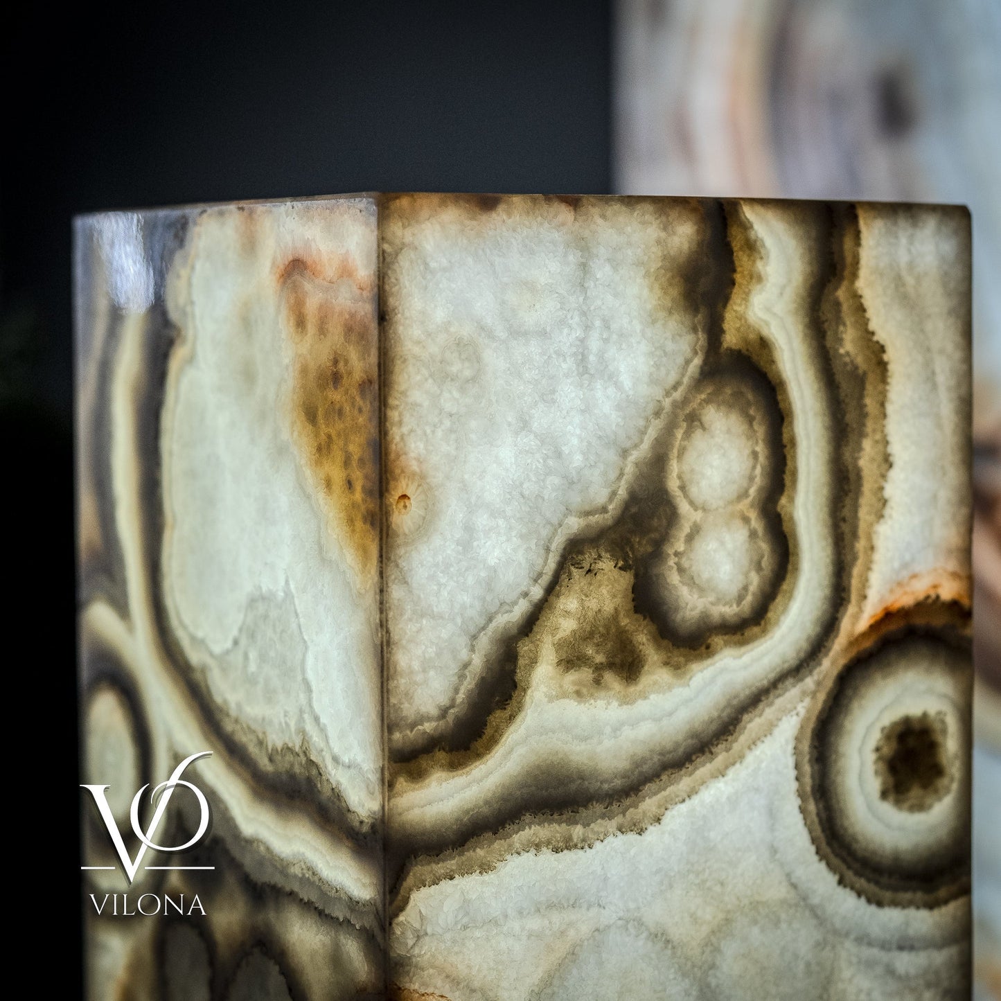 Sahara Onyx Floor Lamp - Exotic - Polished - Medium - 47.5"H x 12"W - Square - #4