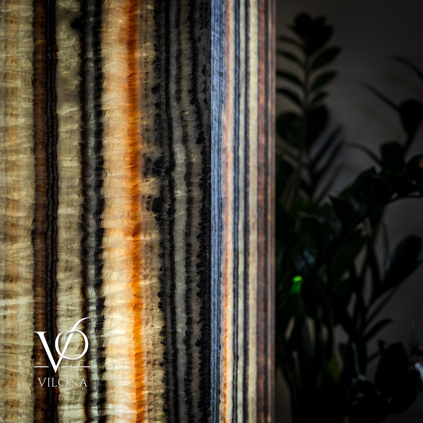 Tangerine Onyx Floor Lamp - Large - 63"H x 12"W - Square - #1